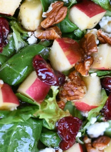 Cozy Apple Pecan Salad with apples and pecans in a bowl