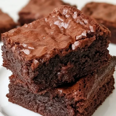 Delicious homemade brownies topped with chocolate drizzle.