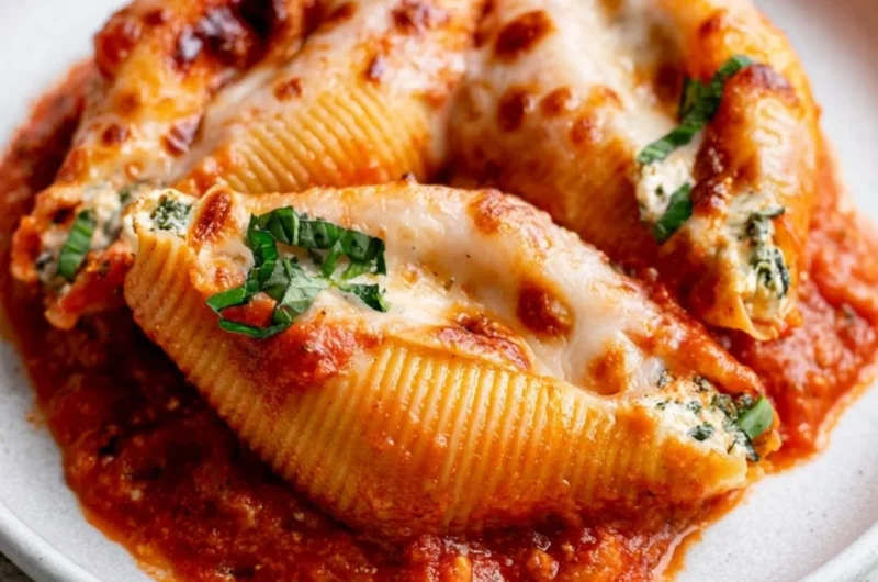 Cozy cottage cheese stuffed shells dish served on a plate