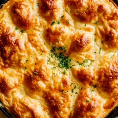 Delicious Dutch Oven Chicken Pot Pie with flaky crust and savory filling