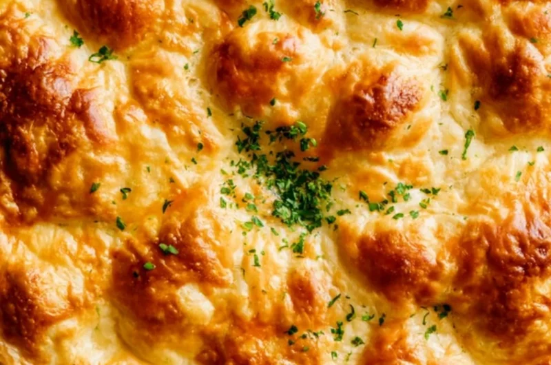 Delicious Dutch Oven Chicken Pot Pie with flaky crust and savory filling