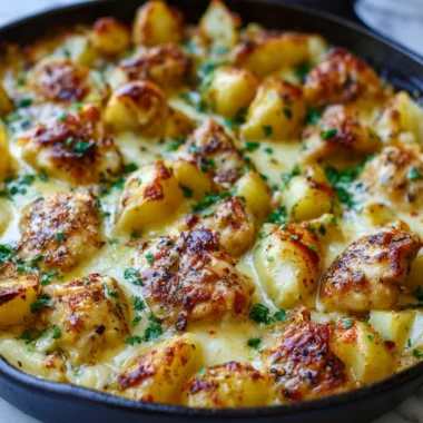 Delicious Garlic Parmesan Chicken served with crispy roasted potatoes