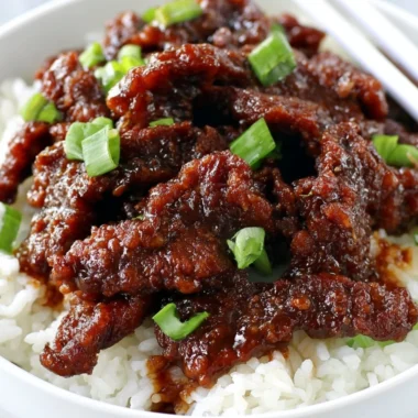 Delicious gluten-free Mongolian Beef served with rice and vegetables.